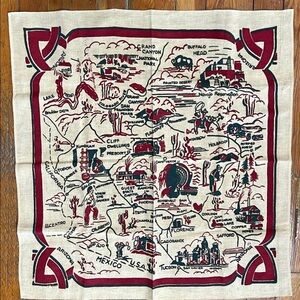 Arizona Vintage Red and Black Table Cloth beautiful for dining or wall hanging.